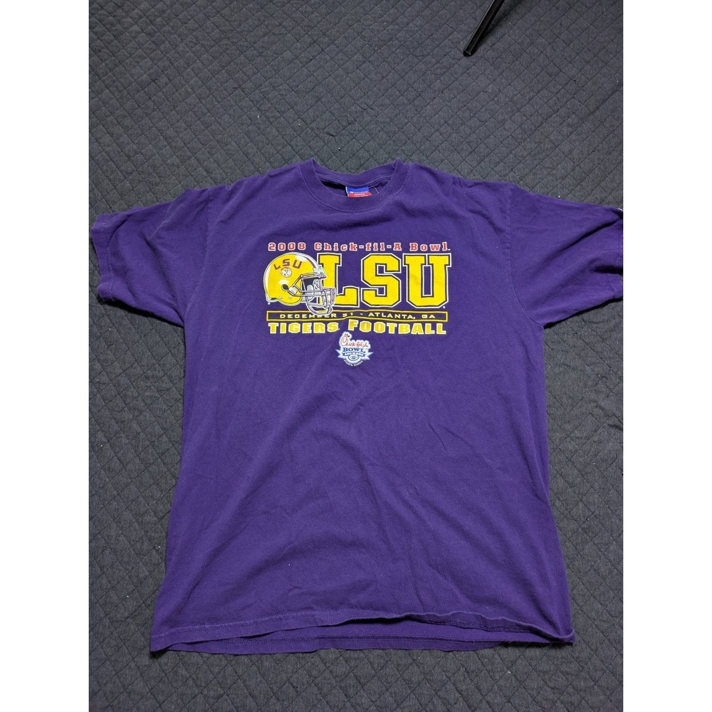 Champion Lsu Tigers Football T-Shirt 2008 Chick-fil-A Bowl Mens XL Purple